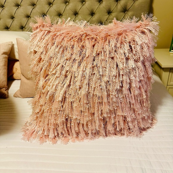 Shaggy Pink Throw Pillow - Picture 2 of 8